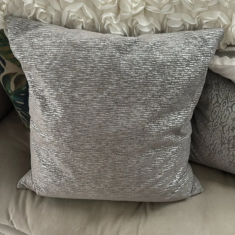 Square Nicole Miller decorator pillow -gray and silver -nwot